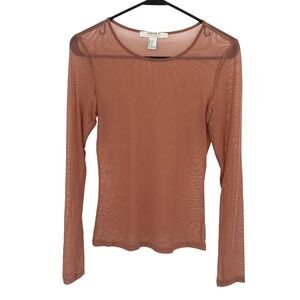 Sheer Brown Mesh Long Sleeve Top M Fairy Grunge Y2K Whimsigoth Festival Layering